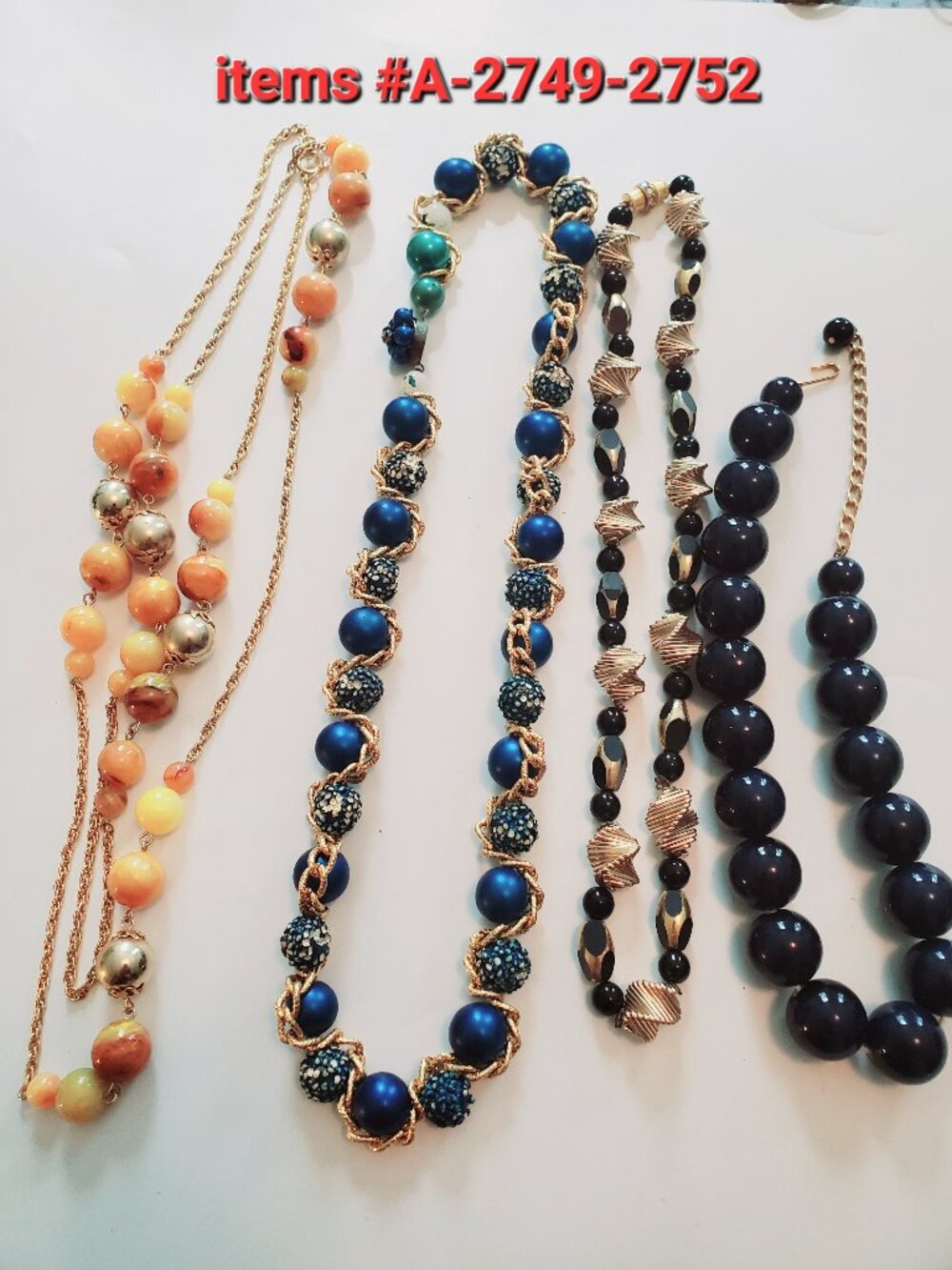 4 Necklaces items # A -2749 -2752, . wt . 219 grams.